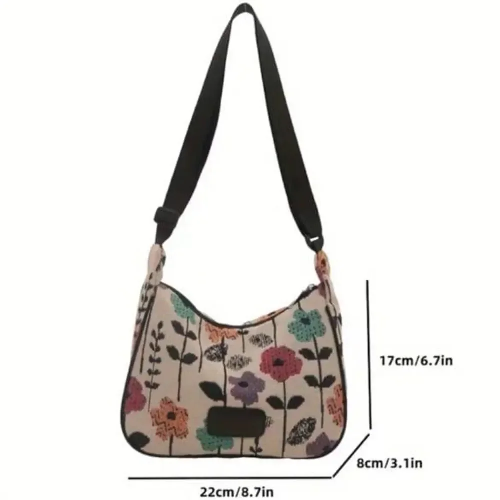 Chic Floral Tote Bag / Crossbody for Women Casual & Artistic, Adjustable Strap